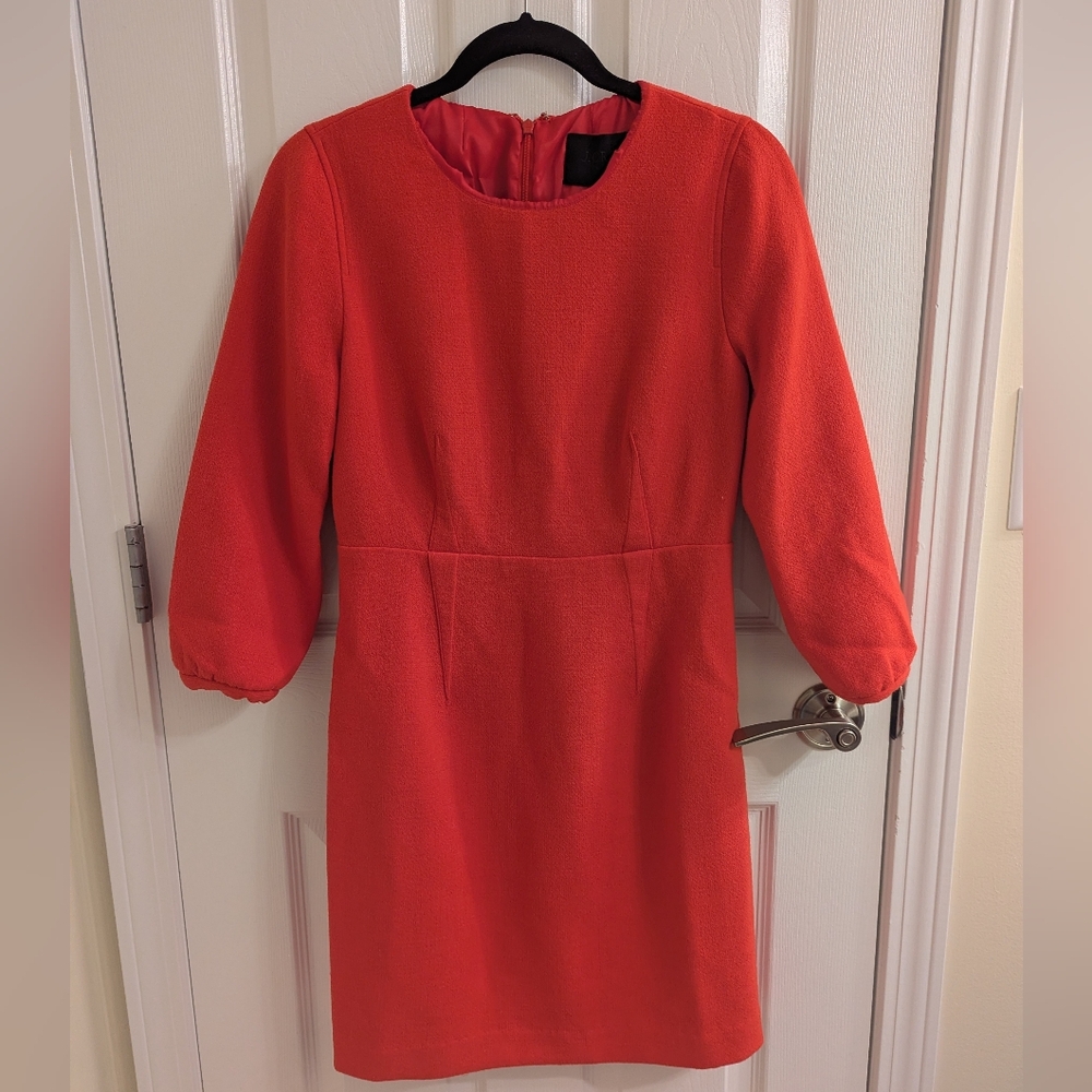 J Crew Collection Red Italian Wool Dress, Size 8